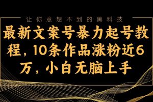 最新文案号暴力起号教程，10条作品涨粉近6万，小白无脑上手