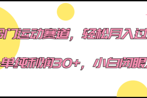 冷门运动赛道，轻松月入过万，一单纯利润30+，小白闭眼入。