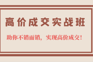 高价成交实战班，助你不销而销，实现高价成交，让客户追着付款的心法技法！