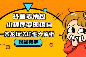 抖音表情包小程序变现项目，一条龙玩法详细大解析，视频版学习