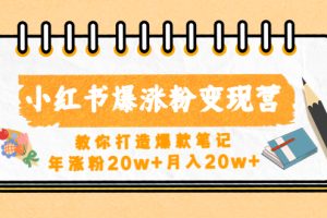 小红书爆涨粉变现营（第五期）教你打造爆款笔记，年涨粉20w+月入20w+