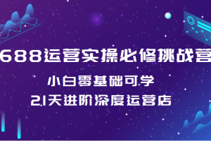 1688运营实操必修挑战营 小白零基础可学，21天进阶深度运营店（价值688元）