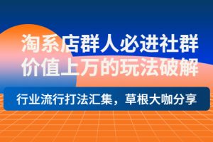 淘系店群人必进社群，价值上万的玩法破解，行业流行打法汇集，草根大咖分享