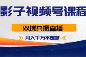 影子视频号课程，双域共振直播，月入千万不是梦