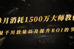 单月消耗1500万大师教你：巨量千川放量以及提升ROI的节奏