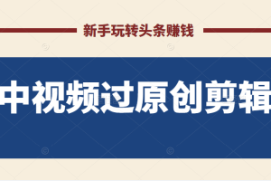 2022最新中视频过原创剪辑搬砖项目，当天操作当天见效，新手轻松玩转头条赚钱