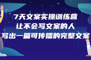 7天文案实操训练营第17期，让不会写文案的人，写出一篇可传播的完整文案（无水印）