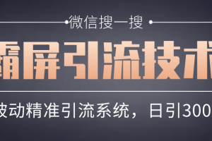 微信搜一搜霸屏引流技术，打造被动精准引流系统，轻松日引300+流量