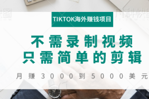 TIKTOK海外赚钱项目：不需录制视频，只需简单的剪辑，月赚3000到5000美元