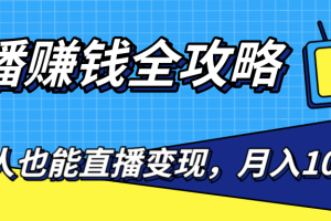 直播赚钱全攻略，0粉丝流量玩法，普通人也能直播变现，月入10万+（25节视频）