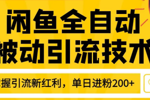 狼叔4月最新闲鱼全自动被动引流技术，闲鱼账号打造，日加200精准粉操作细节